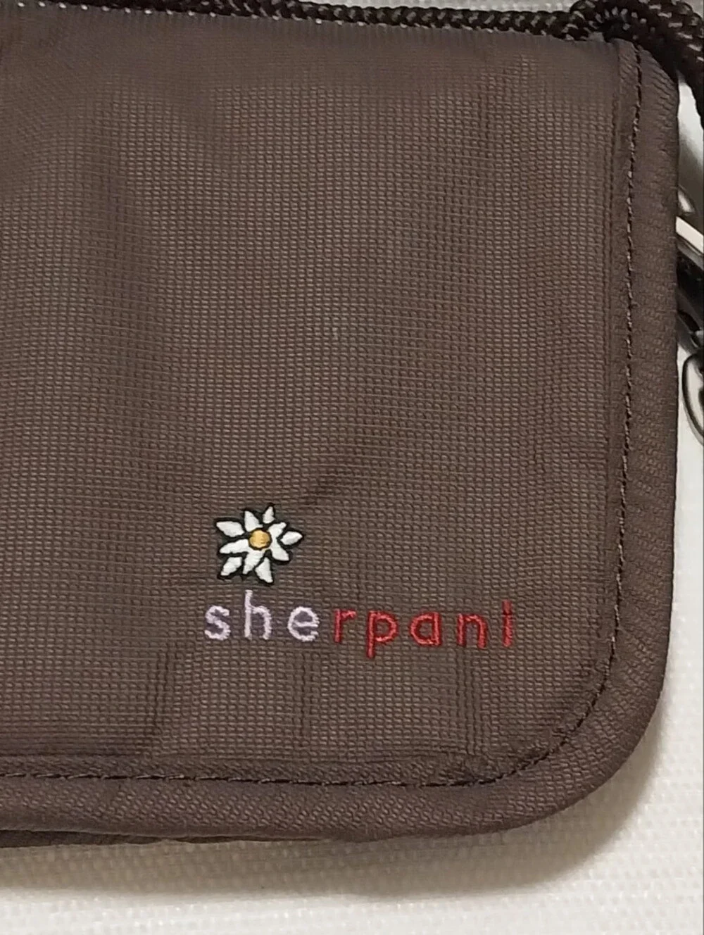 Sherpani Zoe Blue & Brown Zippered Travel Wallet with Strap & Keychain NWOT